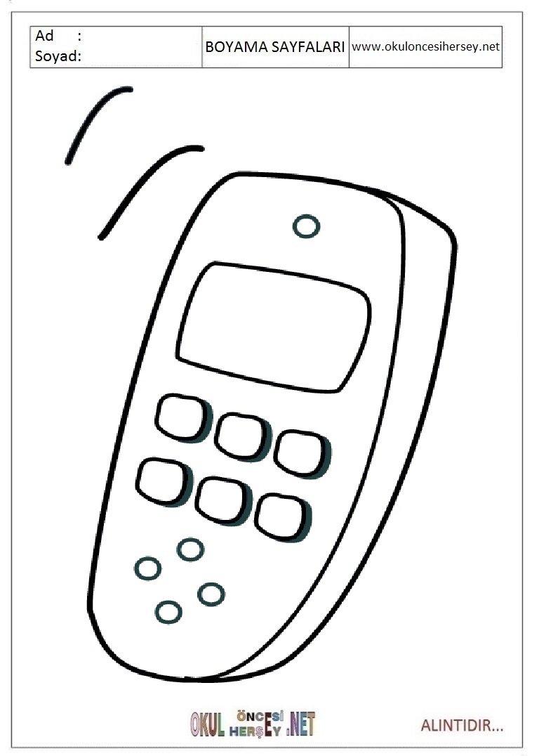 Çocuklar İçin Cep-Telefonu Boyama Sayfaları 
